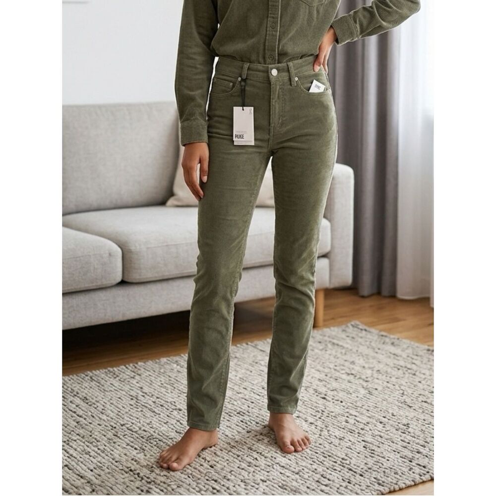 NWT PAIGE Women’s Hoxton Slim Green Corduroy Denim Ankle Jeans Pants - Size 23